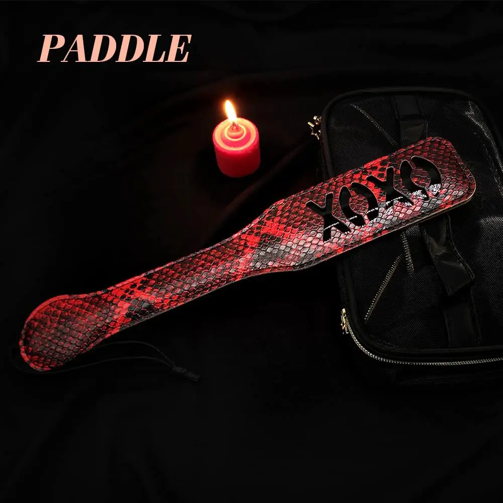 3 Pcs Sex Bondage Kit BDSM Restraints Set with Blindfold Leather Paddle and Whip Adult Sex Toys for Women and Couples Play