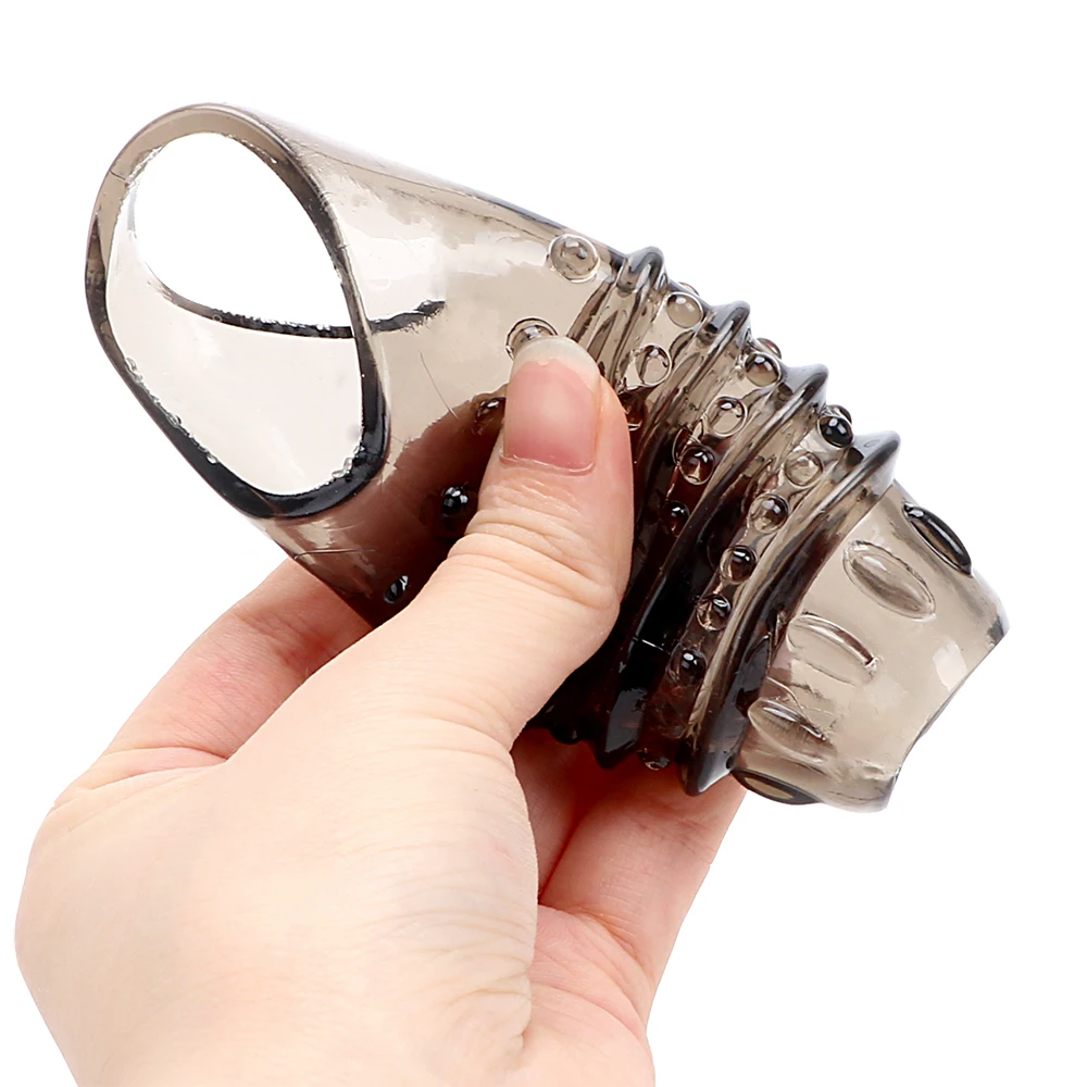 Silicone Reusable Penis Sleeve Strapon Delayed Ejaculation Chastity Device Lock Sperm Erection Sex Toys For Men Bondage Gear