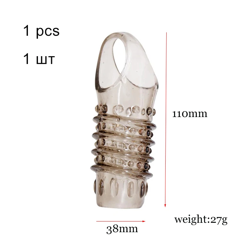 Silicone Reusable Penis Sleeve Strapon Delayed Ejaculation Chastity Device Lock Sperm Erection Sex Toys For Men Bondage Gear