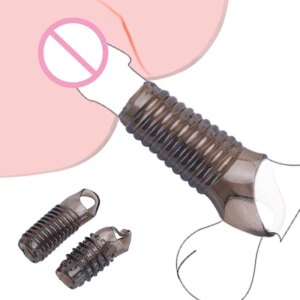 Silicone Reusable Penis Sleeve Strapon Delayed Ejaculation Chastity Device Lock Sperm Erection Sex Toys For Men Bondage Gear
