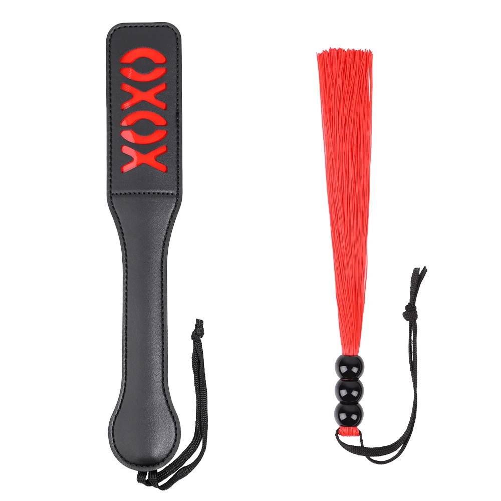 2 Pcs Bondage Kit BDSM Restraints Set with Leather Spanking Paddle and Silicone Tassels Whip Adult Sex Toys for Women and Couple 2 Pcs Bondage Kit BDSM Restraints Set with Leather Spanking Paddle and Silicone Tassels Whip Adult Sex Toys for Women and Couple