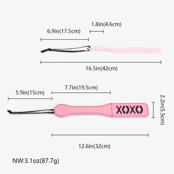 2 Pcs Bondage Kit BDSM Restraints Set with Leather Spanking Paddle and Silicone Tassels Whip Adult Sex Toys for Women and Couple