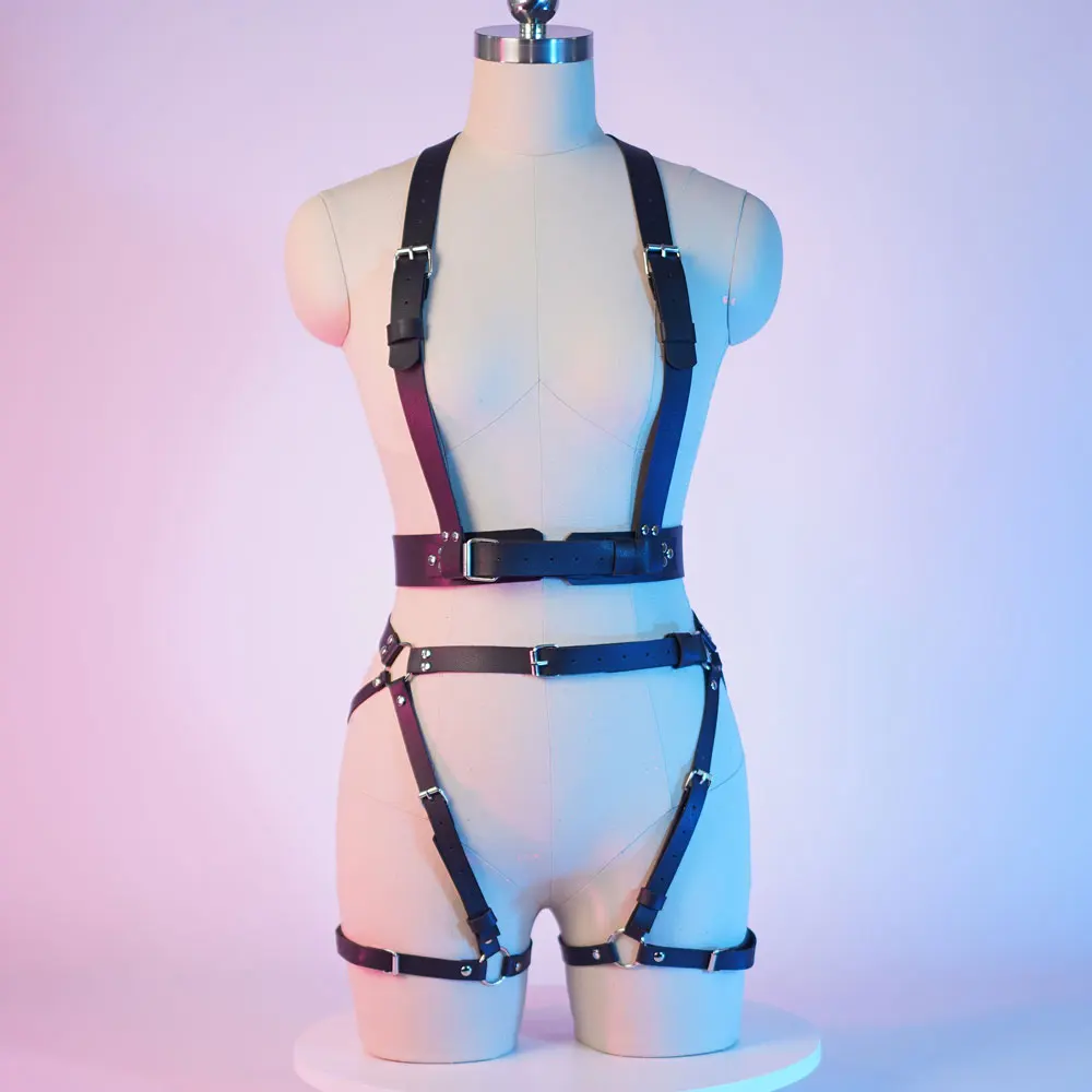 Sexy Leather Lingerie Bondage Body Harness for Women Sex Toys Bdsm Lingerie Garter Belt Stockings fetish Wear Women Accessories
