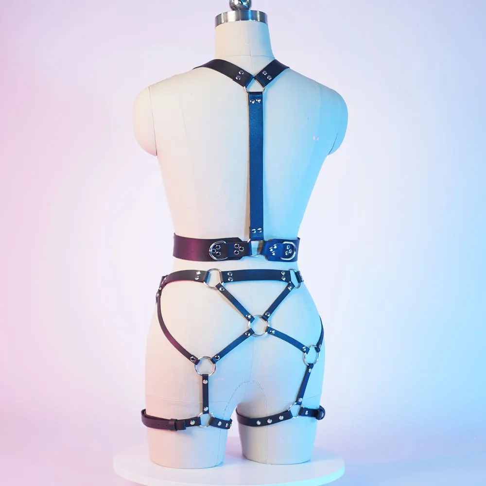 Sexy Leather Lingerie Bondage Body Harness for Women Sex Toys Bdsm Lingerie Garter Belt Stockings fetish Wear Women Accessories