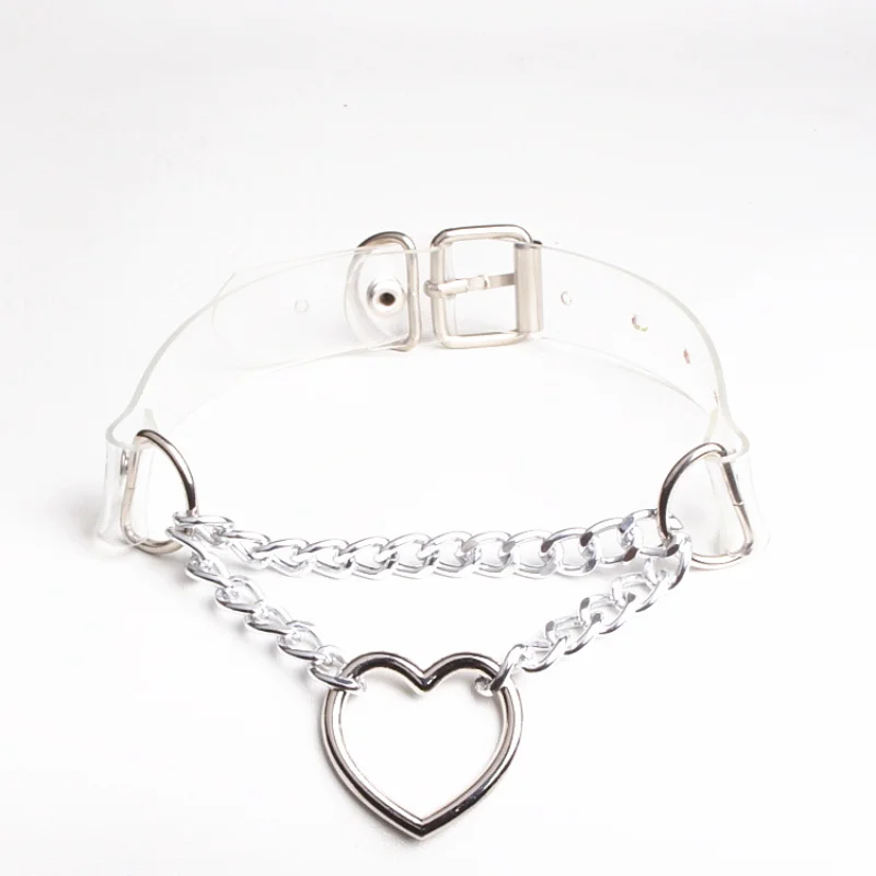 Sexy PU Leather Peach Heart Chain Collar BDSM Bondage Slave Body Harness Necklace Sex Toys for Couple Game