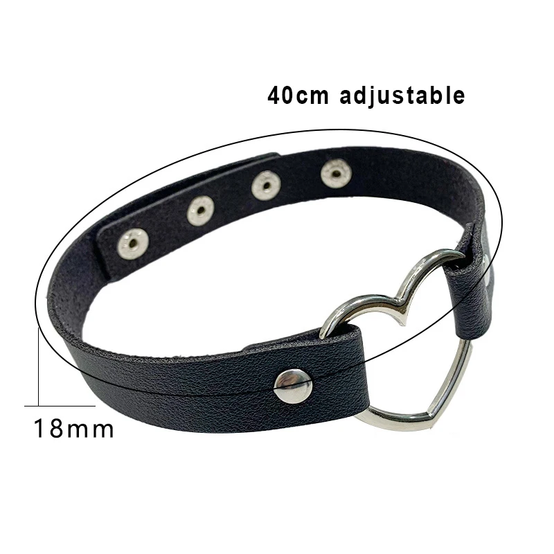 Sexy PU Leather Peach Heart Chain Collar BDSM Bondage Slave Body Harness Necklace Sex Toys for Couple Game