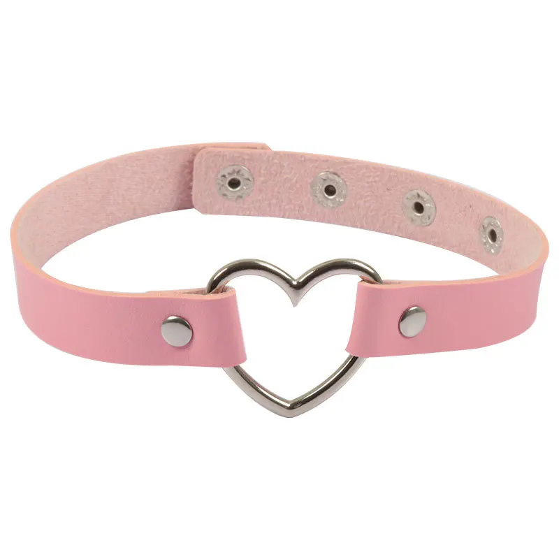 Sexy PU Leather Peach Heart Chain Collar BDSM Bondage Slave Body Harness Necklace Sex Toys for Couple Game