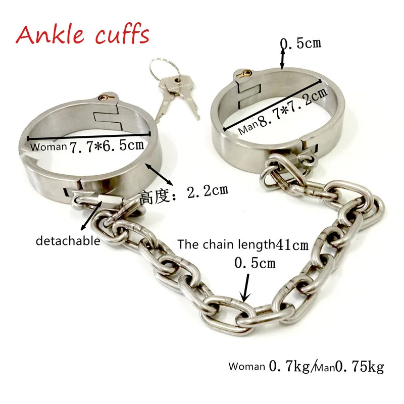 Stainless Steel Restraints BDSM Bondage Metal Neck Collar Hand Ankle Cuffs Set Chain Detachable Adult Games Sex Toys for Couples Stainless Steel Restraints BDSM Bondage Metal Neck Collar Hand Ankle Cuffs Set Chain Detachable Adult Games Sex Toys for Couples