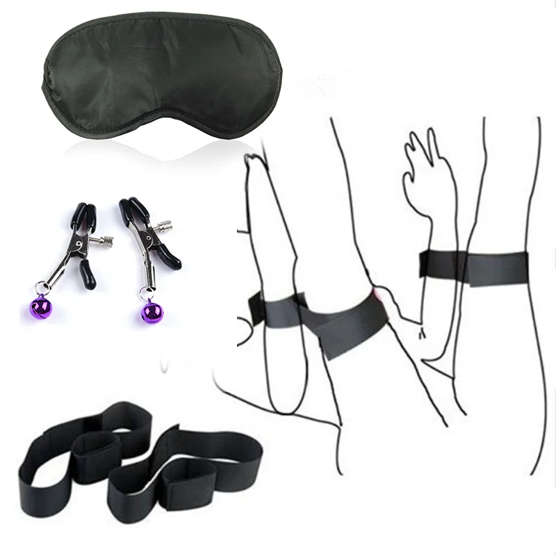 Adult Sex Products Erotic Bondage Bed Games BDSM Sex Bondage Set Women Handcuffs Ankle Cuff Restraints Sex Toys For Couples