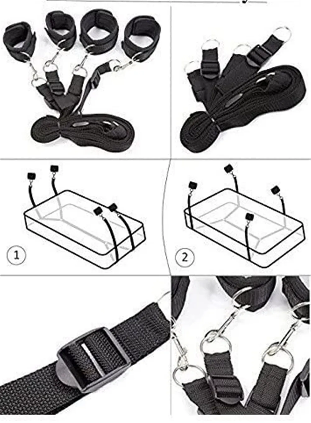 Bed BDSM Bondage Adult Erotic Sex Toys for Women Couples Games Nylon Handcuffs Ankle Cuffs Under Sextoys Sexual Accessories 18+