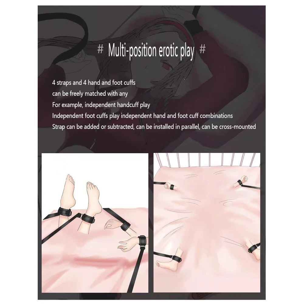 Adult Sex Products Erotic Bondage Bed Games BDSM Sex Bondage Set Women Handcuffs Ankle Cuff Restraints Sex Toys for Couples Tool