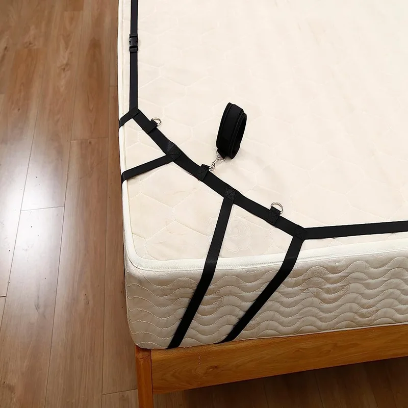 Sex Bondage BDSM Kit for Couple SM Game with Handcuffs Bed Straps Restraints Adjustable Length 3 Minutes Quick Installation Sex Bondage BDSM Kit for Couple SM Game with Handcuffs Bed Straps Restraints Adjustable Length 3 Minutes Quick Installation