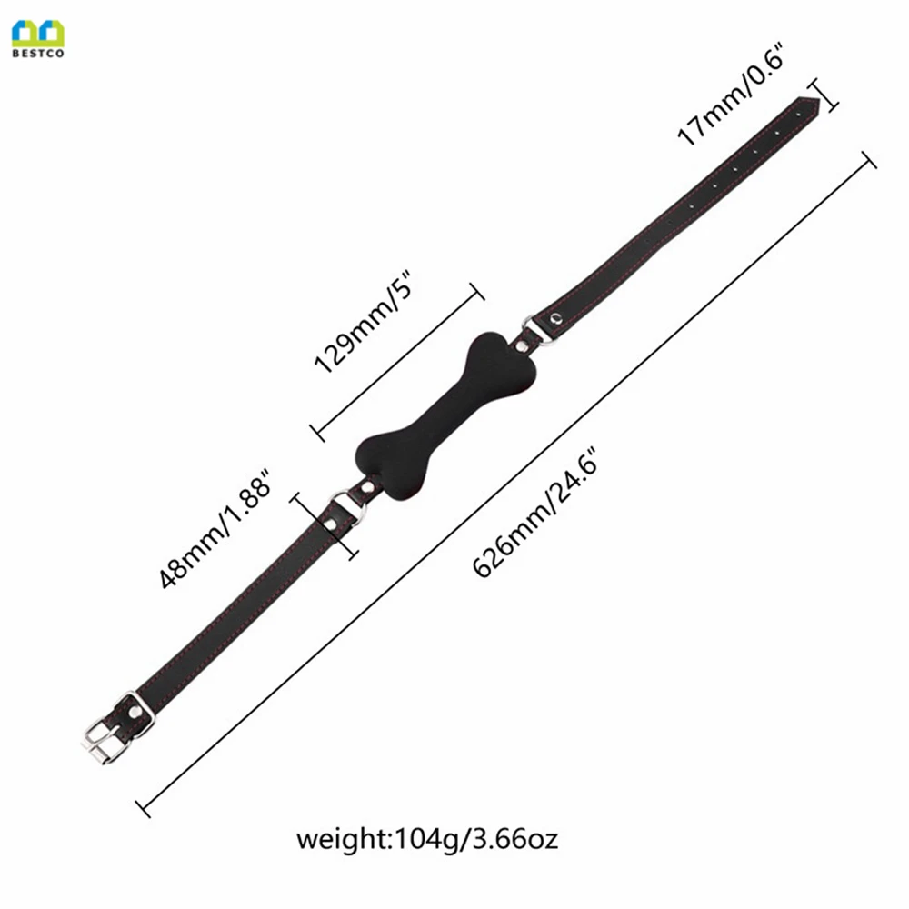 BESTCO 18+ Dog Bone Mouth Gag Silicone Ball Oral Fixation Band Flirt Bondage Restraints BDSM Games Erotic Sex Toys for Adults