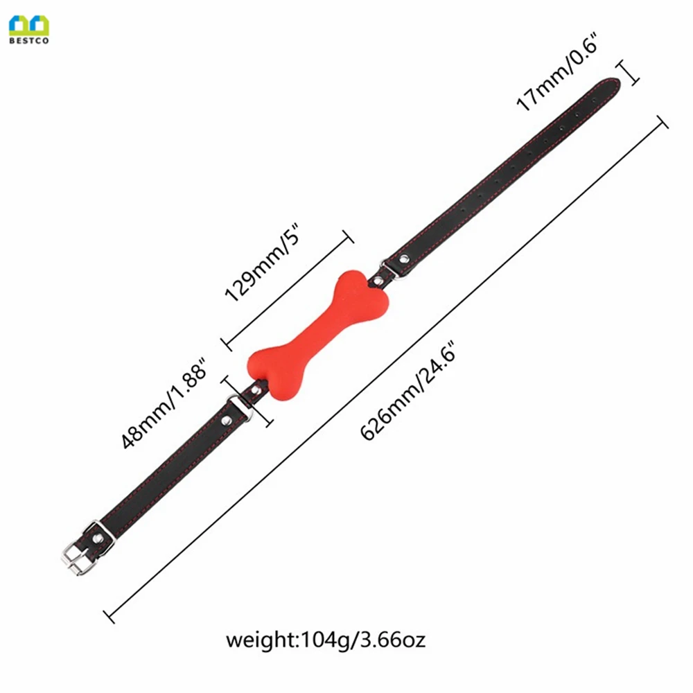 BESTCO 18+ Dog Bone Mouth Gag Silicone Ball Oral Fixation Band Flirt Bondage Restraints BDSM Games Erotic Sex Toys for Adults