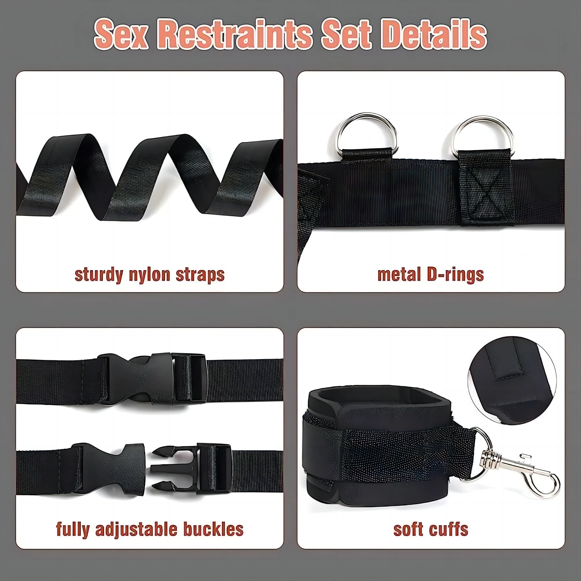 Bed BDSM Bondage Adult Erotic Sex Toys for Women Couples Games Nylon Handcuffs Ankle Cuffs Under Sextoys Sexual Accessories Bed BDSM Bondage Adult Erotic Sex Toys for Women Couples Games Nylon Handcuffs Ankle Cuffs Under Sextoys Sexual Accessories