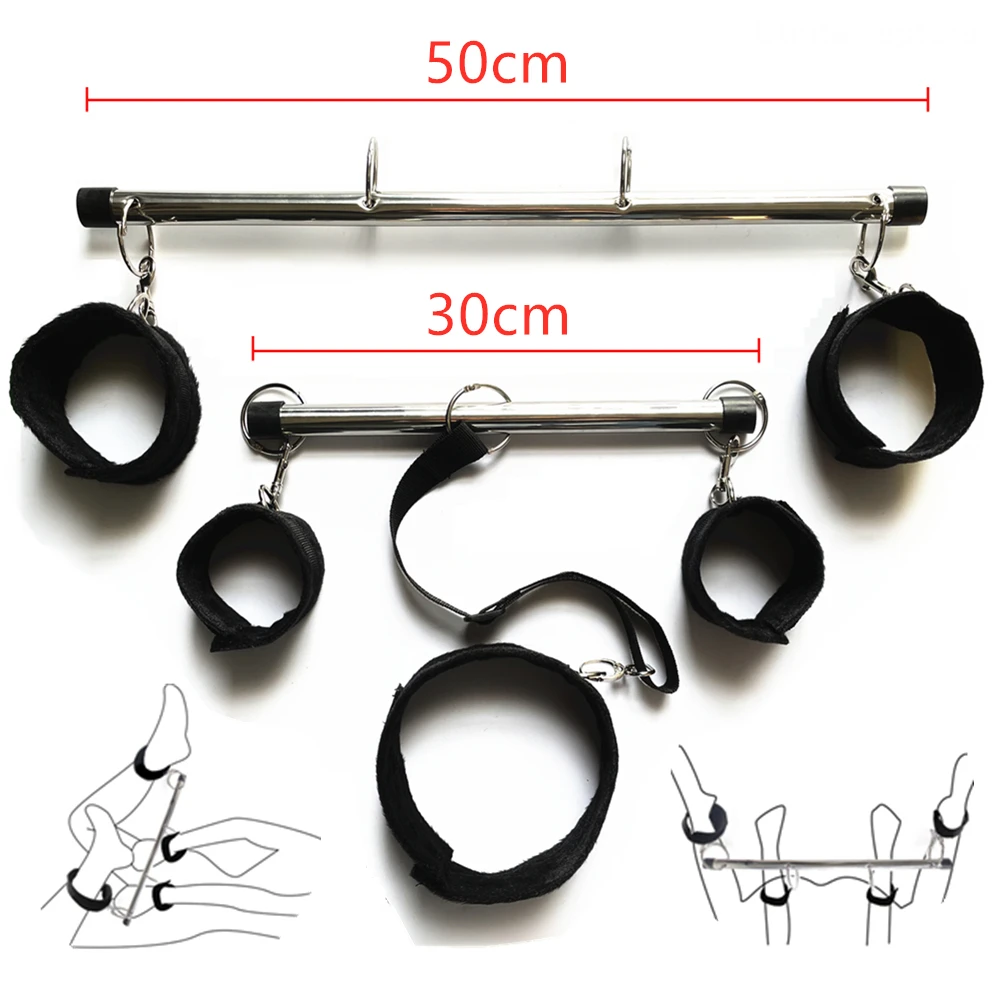 BDSM Bondage Kit Spreader Bar Handcuffs Ankle Cuffs Fetish Restraints Set Sex Toys for Couples