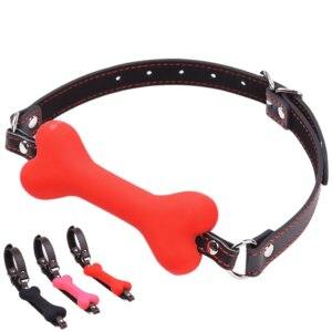 Bondage Boutique Silicone Dog Bone Gag Adjustable Belt Solid Mouth Gag Harness Restraint Sex Toys For Couple Adult Games Cosplay