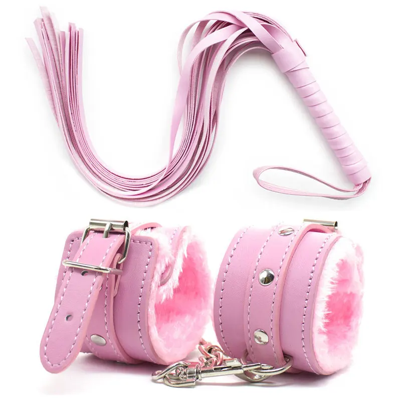 Pink Black Red BDSM Sexy Bondage Handcuffs Ankle Cuffs Adjustable With Whip Adult Game Erotic Sex Toy for Women Couples Pink Black Red BDSM Sexy Bondage Handcuffs Ankle Cuffs Adjustable With Whip Adult Game Erotic Sex Toy for Women Couples
