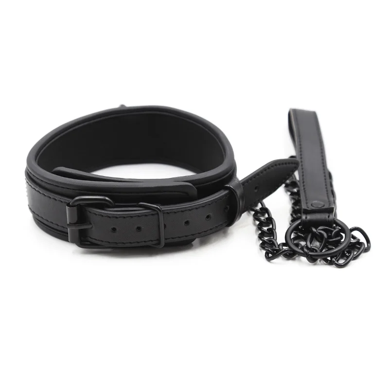Leather Slave BDSM Collar with Leash Adult Games Sex Bondage Restraint Neck PU Handcuffs Fetish Collar Erotic Sex Toys