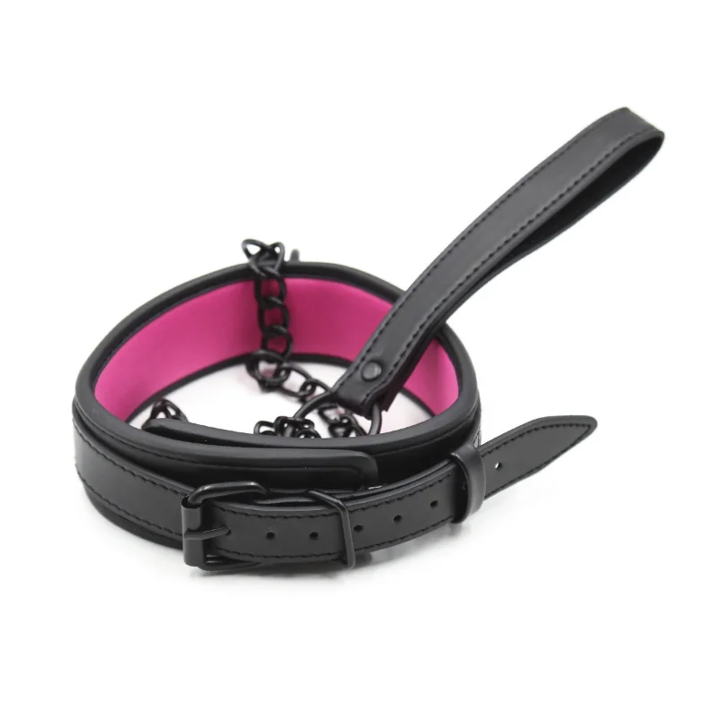 Leather Slave BDSM Collar with Leash Adult Games Sex Bondage Restraint Neck PU Handcuffs Fetish Collar Erotic Sex Toys