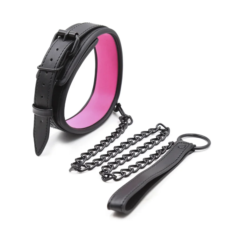 Leather Slave BDSM Collar with Leash Adult Games Sex Bondage Restraint Neck PU Handcuffs Fetish Collar Erotic Sex Toys