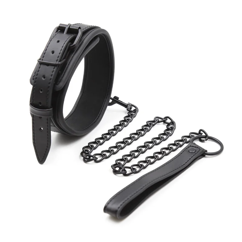 Leather Slave BDSM Collar with Leash Adult Games Sex Bondage Restraint Neck PU Handcuffs Fetish Collar Erotic Sex Toys