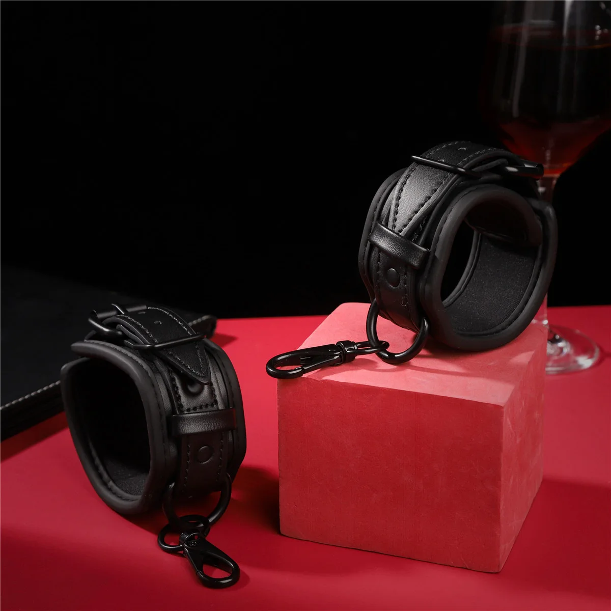 Leather Slave BDSM Collar with Leash Adult Games Sex Bondage Restraint Neck PU Handcuffs Fetish Collar Erotic Sex Toys