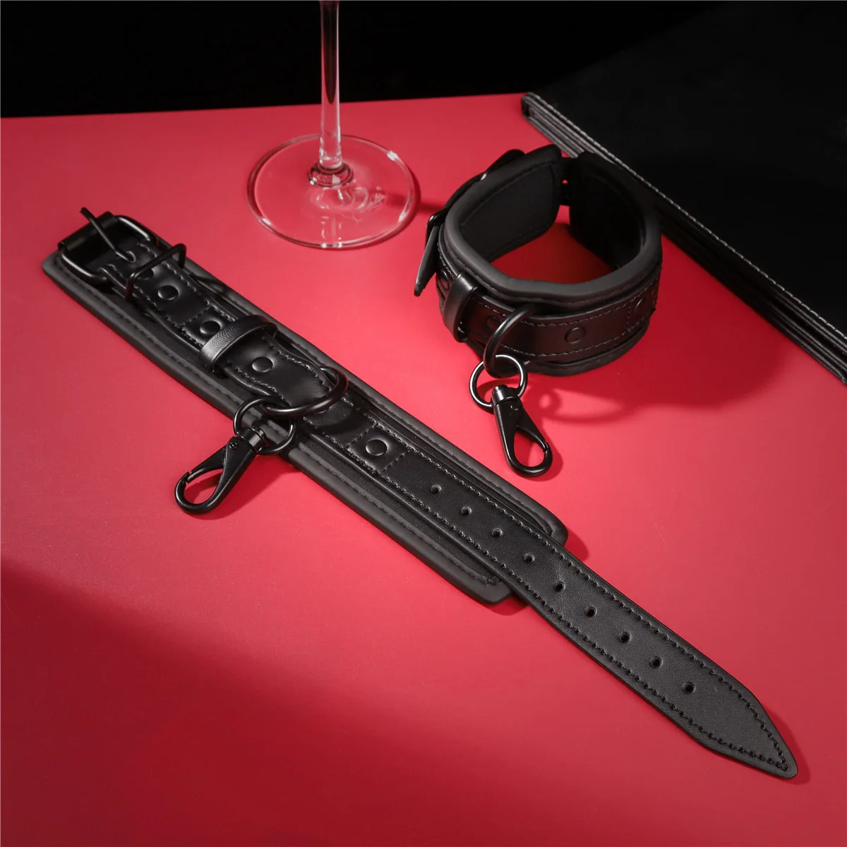 Leather Slave BDSM Collar with Leash Adult Games Sex Bondage Restraint Neck PU Handcuffs Fetish Collar Erotic Sex Toys