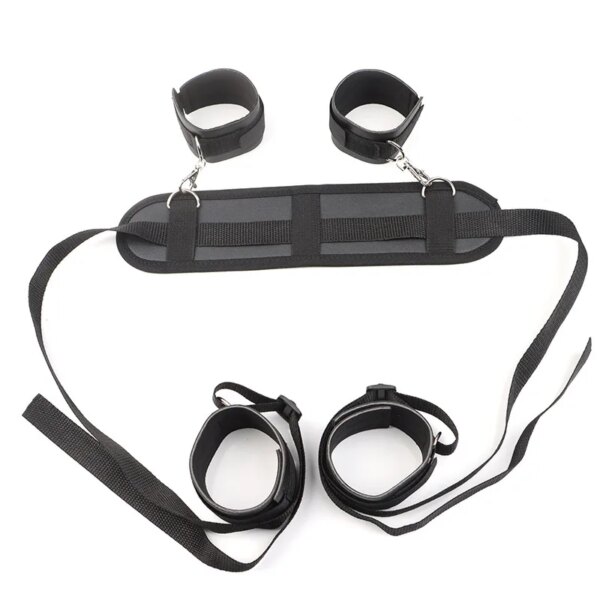 Adult SM Sextoy BDSM Bandage Sex Toy Kit Open Leg Handcuff Bundle Ankle Cuff Adjust Auxiliary Strap 18+ Erotic Slave Accessories