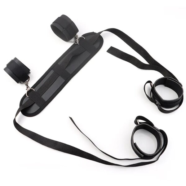 Adult SM Sextoy BDSM Bandage Sex Toy Kit Open Leg Handcuff Bundle Ankle Cuff Adjust Auxiliary Strap 18+ Erotic Slave Accessories
