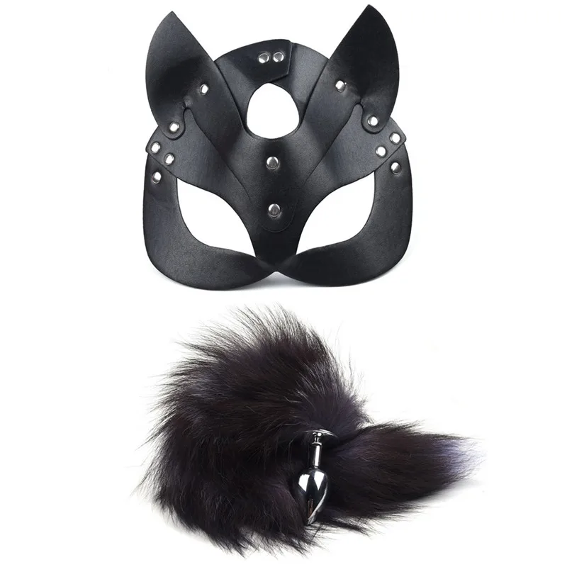 Sex toys for Women Bdsm Sex Bondage Set Handcuffs Whip 40CM Fox Tail Anal Plug Adult Games