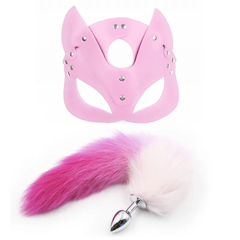 Sex toys for Women Bdsm Sex Bondage Set Handcuffs Whip 40CM Fox Tail Anal Plug Adult Games