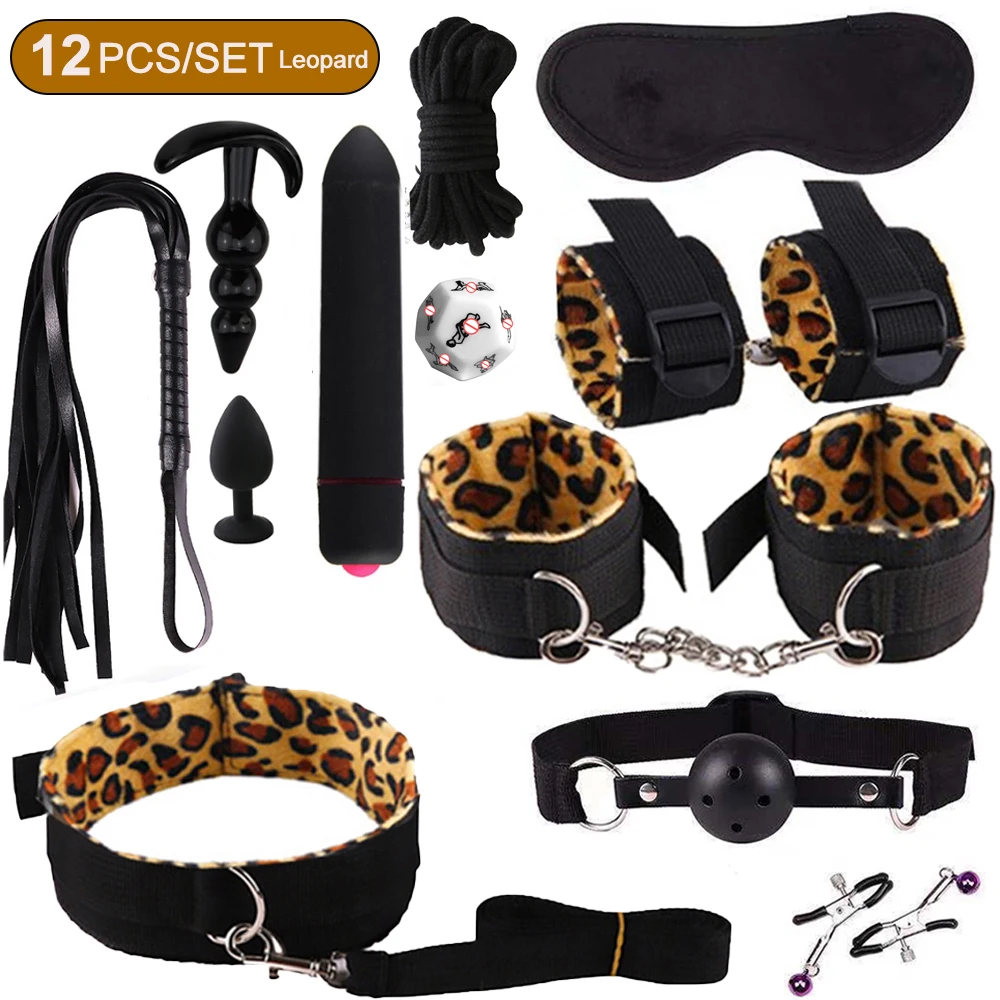 17pcs Sex Toy For Couple Suit 18 Adult Binding Handcuffs Anal Plug Bdsm Sex Kit For Women Sex Games Mouth Mask Adult Products