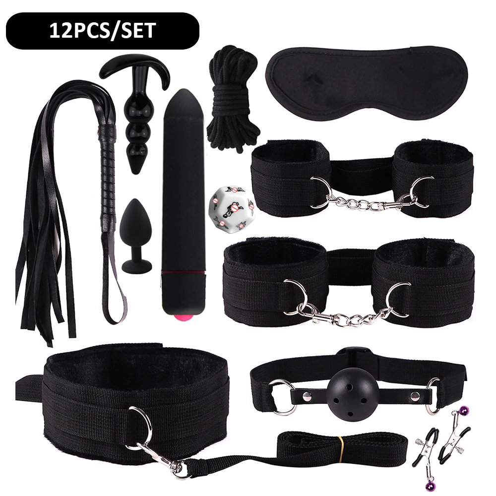 17pcs Sex Toy For Couple Suit 18 Adult Binding Handcuffs Anal Plug Bdsm Sex Kit For Women Sex Games Mouth Mask Adult Products