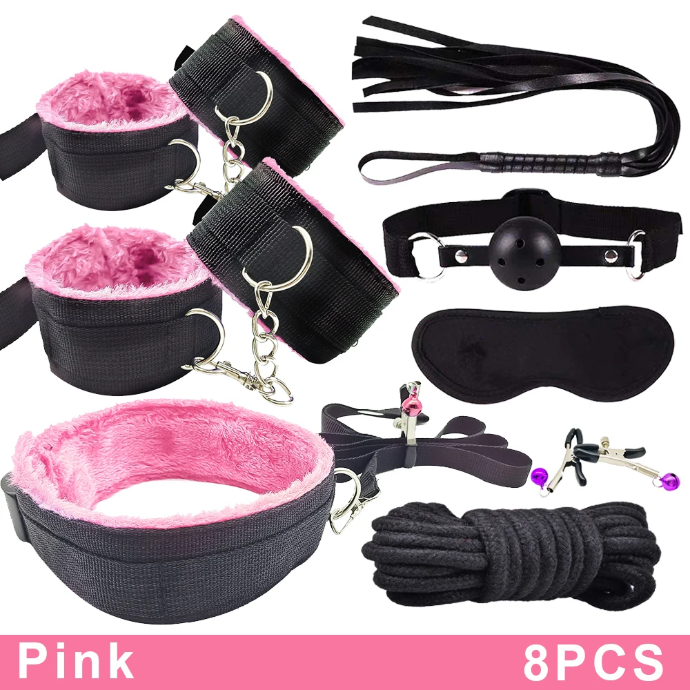 17pcs Sex Toy For Couple Suit 18 Adult Binding Handcuffs Anal Plug Bdsm Sex Kit For Women Sex Games Mouth Mask Adult Products