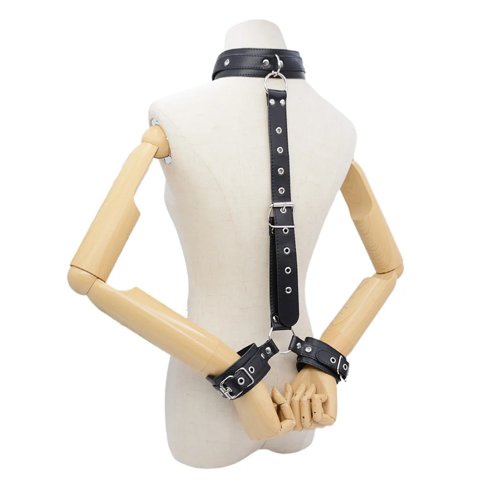 PU Leather Behind Back Hand Cuff SM Collar BDSM Bondage Restraints Slave Training Hand Binding SM Toys For Couple Games PU Leather Behind Back Hand Cuff SM Collar BDSM Bondage Restraints Slave Training Hand Binding SM Toys For Couple Games