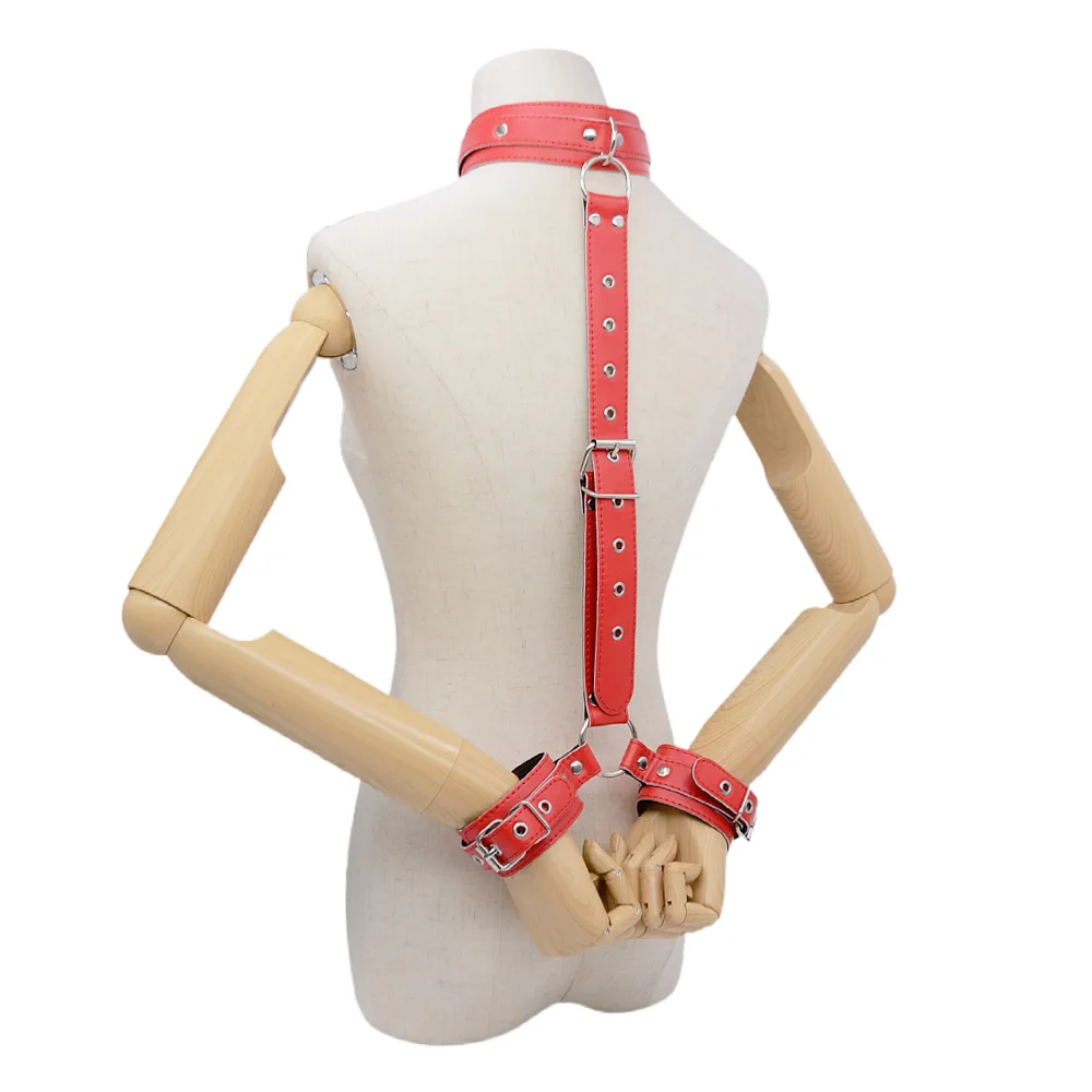 PU Leather Behind Back Hand Cuff SM Collar BDSM Bondage Restraints Slave Training Hand Binding SM Toys For Couple Games PU Leather Behind Back Hand Cuff SM Collar BDSM Bondage Restraints Slave Training Hand Binding SM Toys For Couple Games