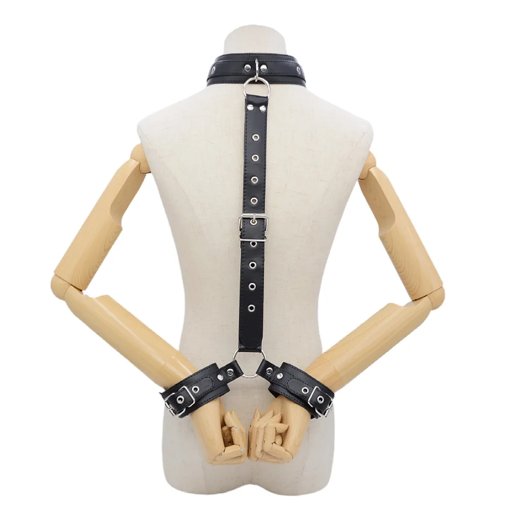 PU Leather Behind Back Hand Cuff SM Collar BDSM Bondage Restraints Slave Training Hand Binding SM Toys For Couple Games PU Leather Behind Back Hand Cuff SM Collar BDSM Bondage Restraints Slave Training Hand Binding SM Toys For Couple Games