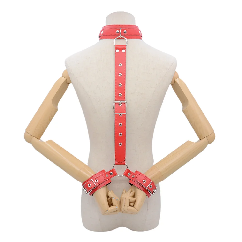 PU Leather Behind Back Hand Cuff SM Collar BDSM Bondage Restraints Slave Training Hand Binding SM Toys For Couple Games PU Leather Behind Back Hand Cuff SM Collar BDSM Bondage Restraints Slave Training Hand Binding SM Toys For Couple Games