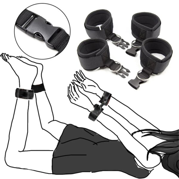 Bondage Kit Back Restraints Fetish Erotic Sex Toys For Couples Woman Female Slave Collars Handcuffs Necklace BDSM Adult Games