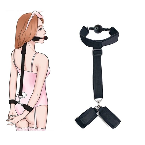 Bondage Kit Back Restraints Fetish Erotic Sex Toys For Couples Woman Female Slave Collars Handcuffs Necklace BDSM Adult Games
