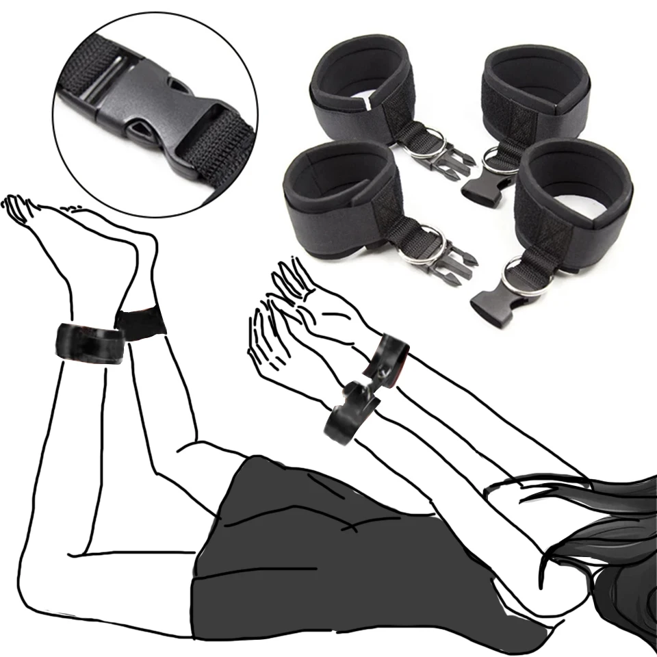 BDSM Adult Sex Products Erotic Bondage Bed Games Sex Bondage Set Women Handcuffs Ankle Cuff Restraints Sex Toys For Couples Anal