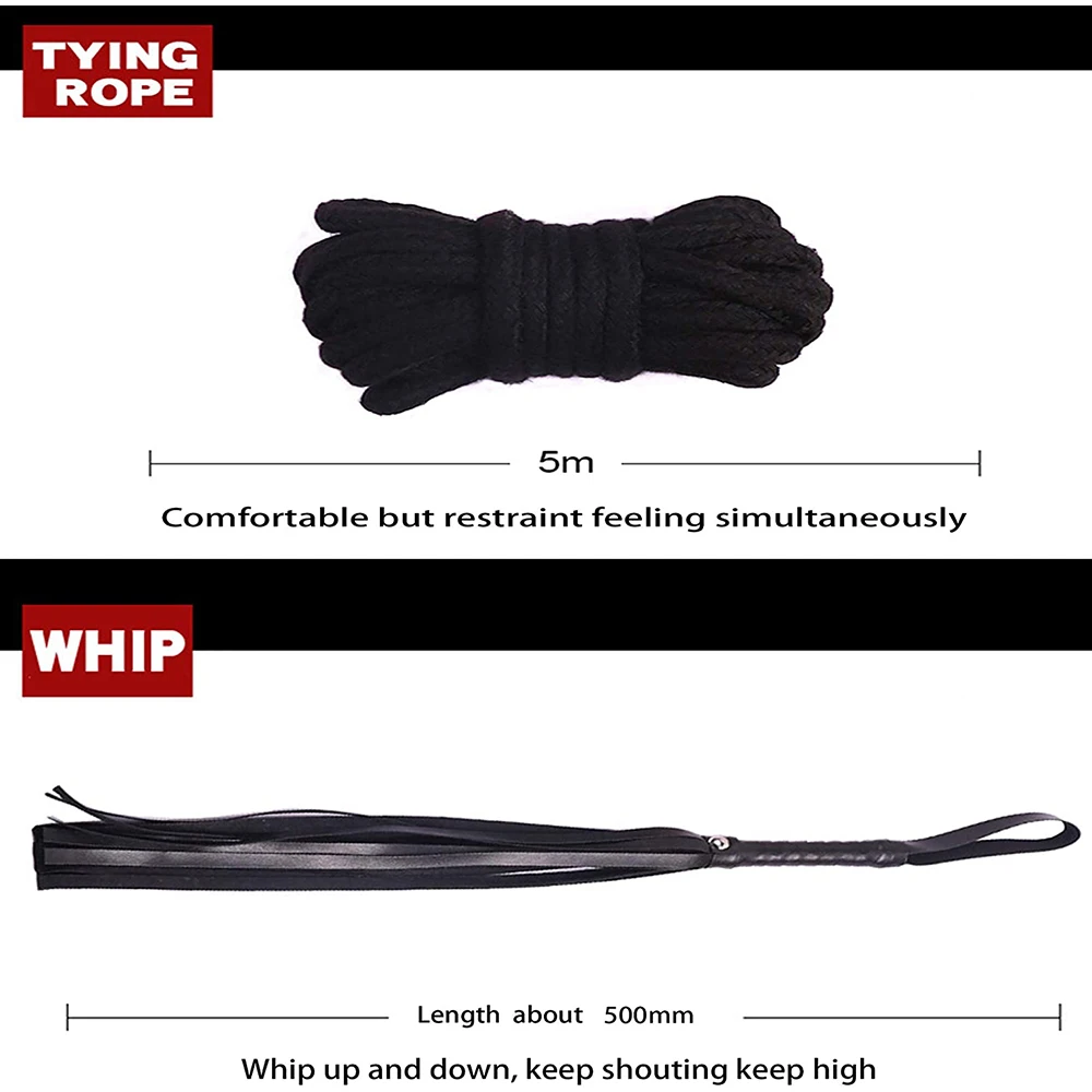 17pcs Sex Kit Bdsm Bondage Set Adult Toys Sex Games Handcuffs Whip Sm Sex Toy Kits Neck Mouth Mask Erotic Sex Toys For Couples