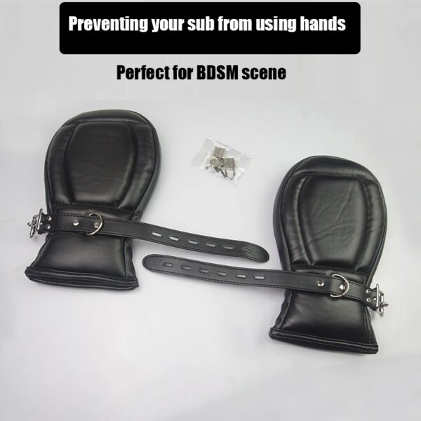 Bondage Mittens BDSM ,Leather Gloves Dog Paw Padded Fist Mitts,Handcuffs For Sex,  Toys for Adults