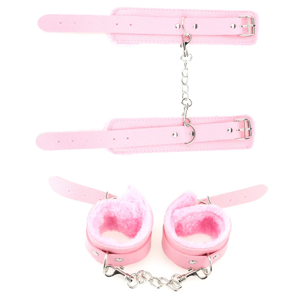Adjustable Women Sex Plush Handcuffs BDSM Bondage Ankle Cuffs Erotic Whips Adult Games Sex Toys for Couples Flogger Cosplay Tool