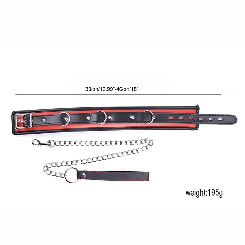 New Style Leather Soft Sponge Bondage Collar With Metal Chain Sex Toys For Adults Bdsm Bondage Adult Erotic Games