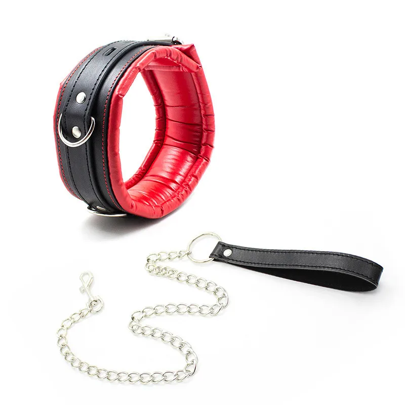 New Style Leather Soft Sponge Bondage Collar With Metal Chain Sex Toys For Adults Bdsm Bondage Adult Erotic Games