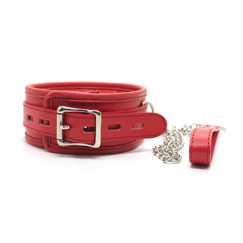 New Style Leather Soft Sponge Bondage Collar With Metal Chain Sex Toys For Adults Bdsm Bondage Adult Erotic Games