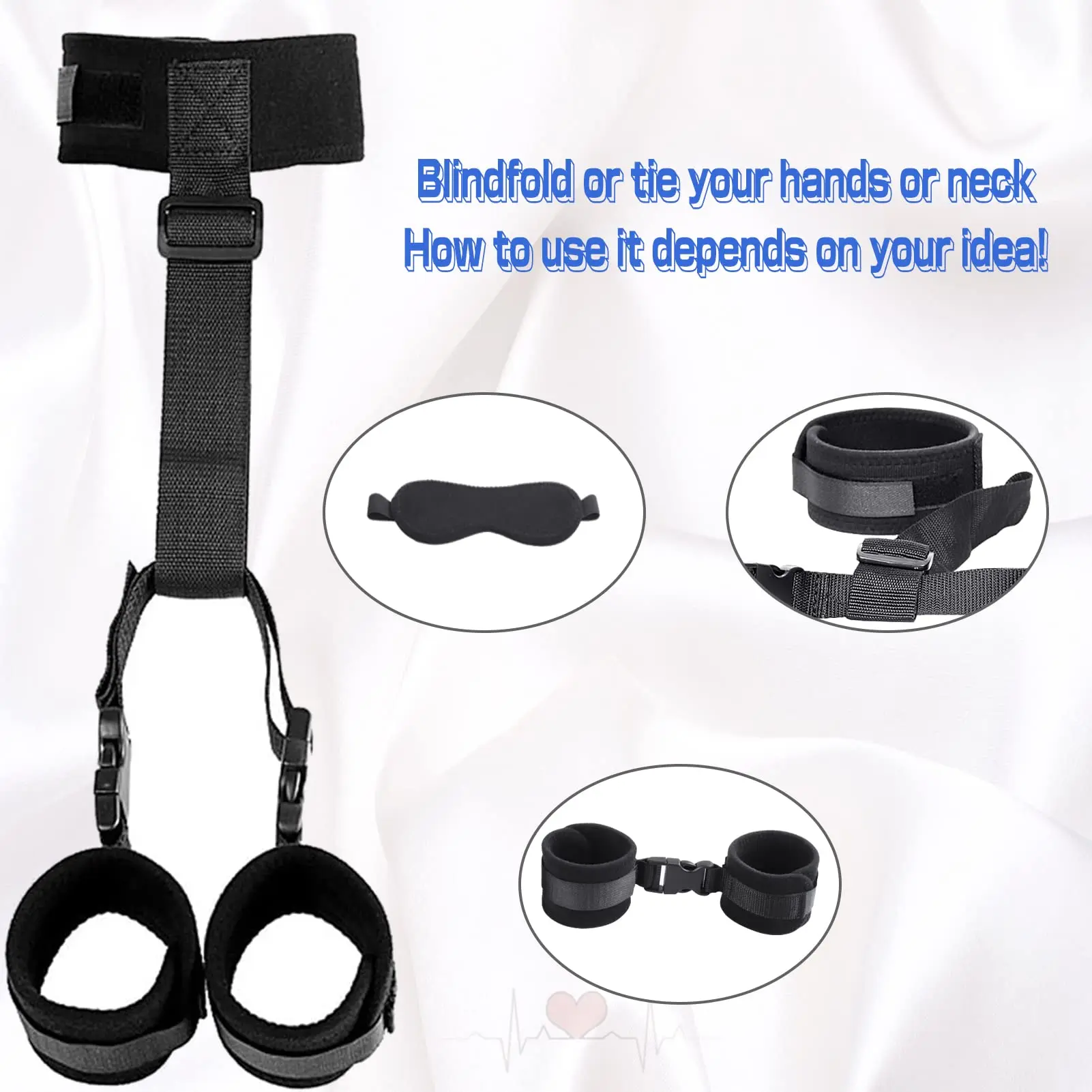 Neck to Wrist Restraints for Women BDSM Back Handcuffs Adjustable Collar Bondage Kit Sex Erotic Accessories for Couples Sex Toys