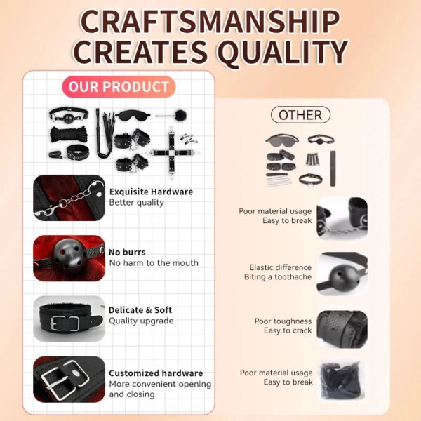 Adult SM Sex Toy Kits Bondage Gear BDSM Sex Game for Couples Erotic Blindfold Whip leather restraint Game Sexual toy